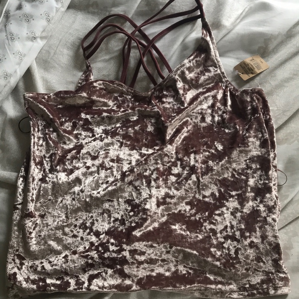 american eagle crushed velvet criss cross top